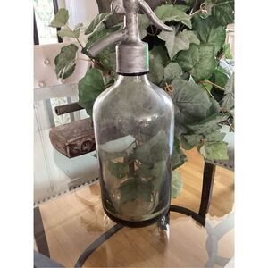 Retro Green Glass Seltzer Soda Bottle Soarking Beverage
